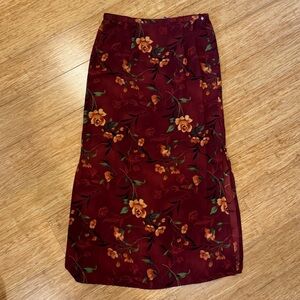 Vintage Anna burgundy floral midi skirt